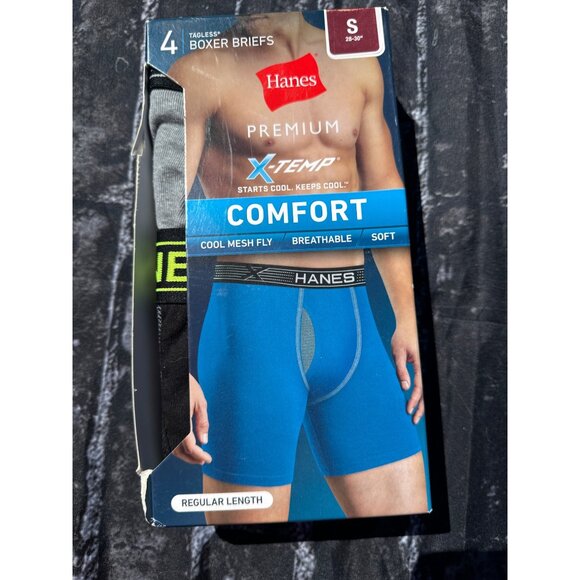 Hanes Premium Men's 4 Pack X-temp Boxer Briefs, Black/Gray, Size S, NWT - Picture 1 of 2